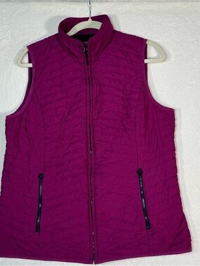 T by Talbots Quilted Puffer Vest L Magenta Purple Chevron Gorpcore Lightweight